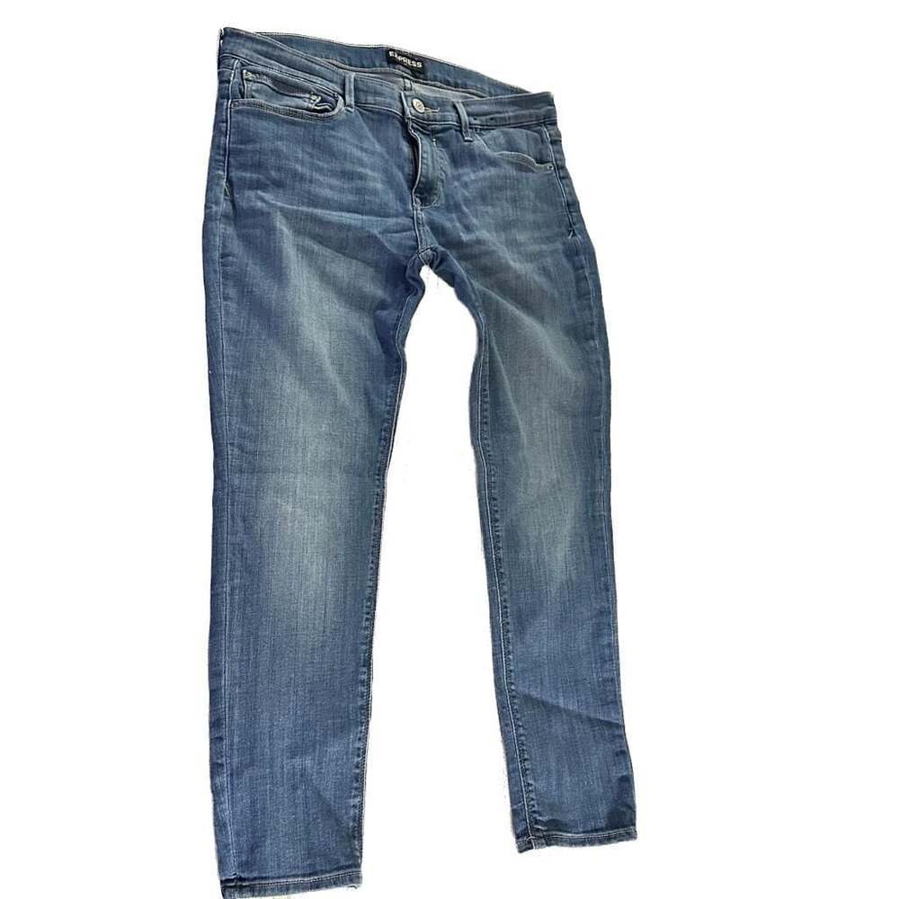 Express Mid Rise Legging Jeans Size 12 Short Medium Wash Slim Leg